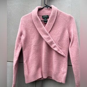 LAUREN RALPH LAUREN Lambswool Soft Pink Sweater Rabbit Hair Blend Pullover Sz MP